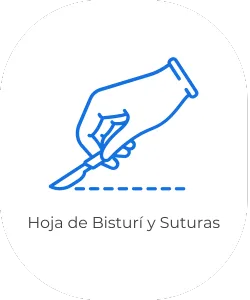bisturí y suturas